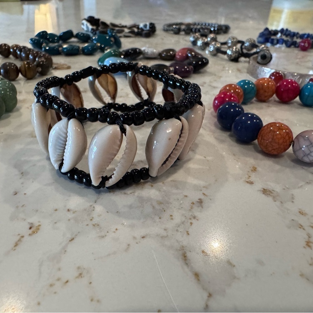 Set of 14 Colorful Beaded and Chain Bracelets Set - Picture 5 of 16